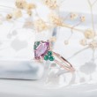 Hexagon Amethyst & Emerald 14K Gold Ring 