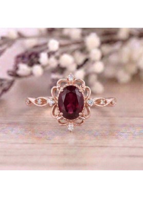 Yakut Ve Pırlanta Vintage Tasarım Altın Yüzük SS0118