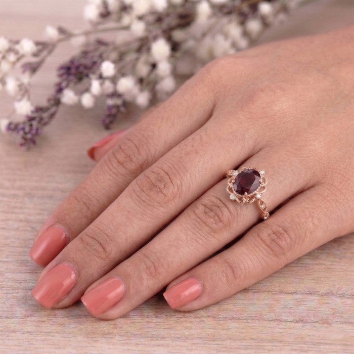 Yakut Ve Pırlanta Vintage Tasarım Altın Yüzük