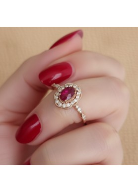 Natural Oval Ruby & Diamond Vintage Ring SS0235