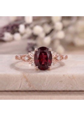 Şarap Rengi Yakut Taşlı Evlilik Teklifi Yüzükleri SS0121