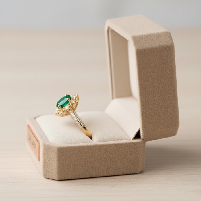 Natural Emerald And Diamond Vintage Ring SS0032