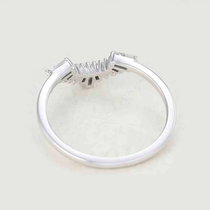 Baguette Diamond 14K Solid Gold Curved Ring SS0317 Baguette Diamond 14K Solid Gold Curved Ring SS0317