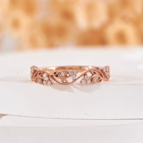 Diamond 14K Solid Rose Gold Ivy Ring SS0281
