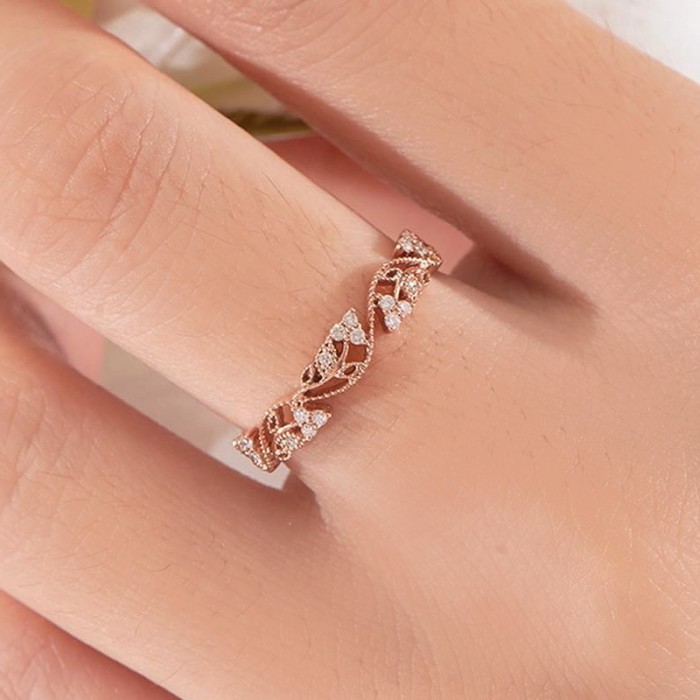 Diamond 14K Solid Rose Gold Ivy Ring SS0281 Diamond 14K Solid Rose Gold Ivy Ring SS0281
