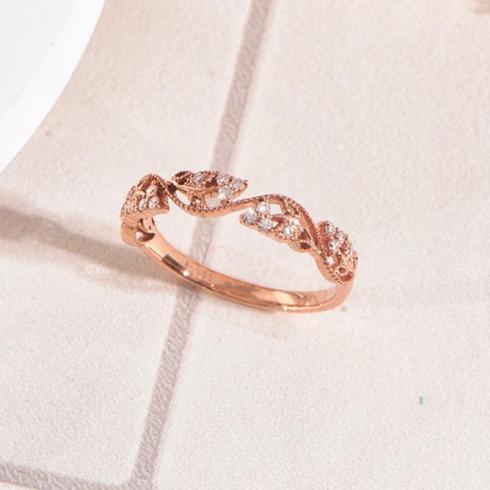 Diamond 14K Solid Rose Gold Ivy Ring SS0281 Diamond 14K Solid Rose Gold Ivy Ring SS0281