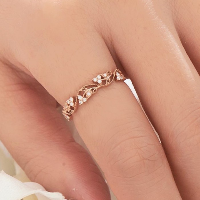 Diamond 14K Solid Rose Gold Ivy Ring SS0281 Diamond 14K Solid Rose Gold Ivy Ring SS0281