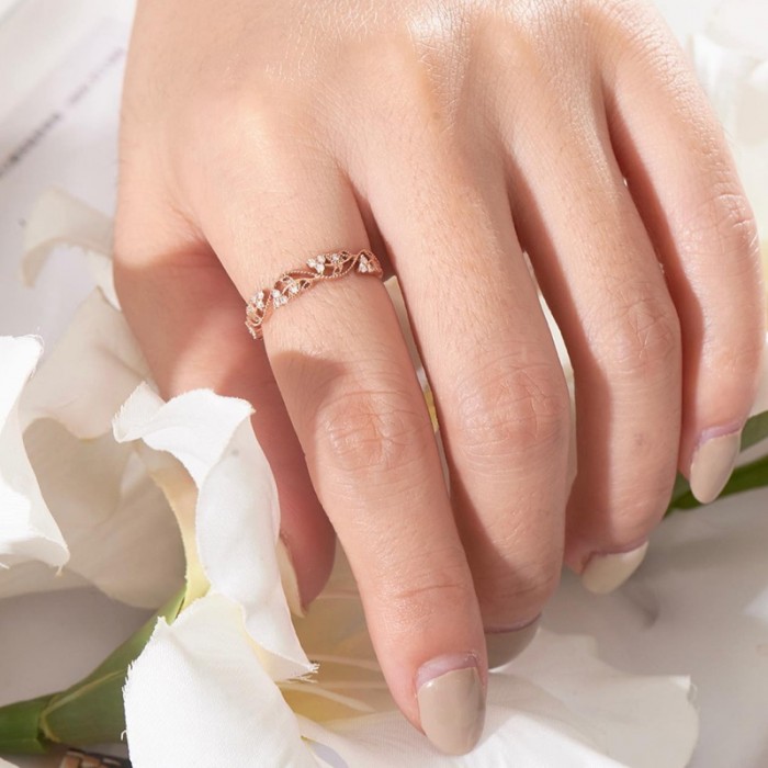 Diamond 14K Solid Rose Gold Ivy Ring SS0281 Diamond 14K Solid Rose Gold Ivy Ring SS0281