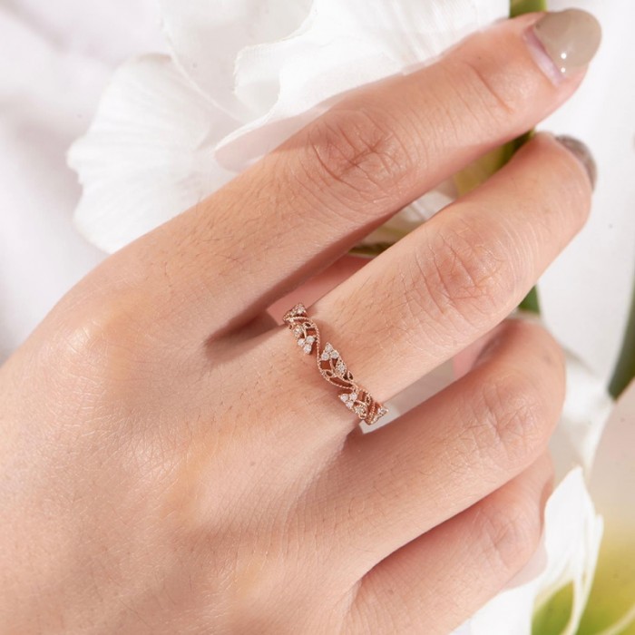 Diamond 14K Solid Rose Gold Ivy Ring SS0281 Diamond 14K Solid Rose Gold Ivy Ring SS0281