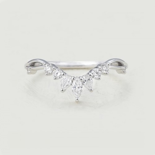 Pear Marquise Diamond Curved Ring SS0029