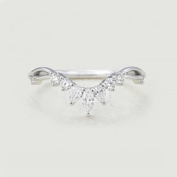 Pear Marquise Diamond Curved Ring SS0029