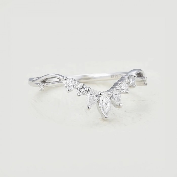 Pear Marquise Diamond Curved Ring SS0029