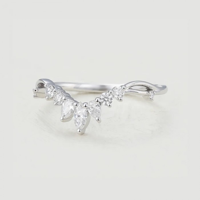 Pear Marquise Diamond Curved Ring SS0029