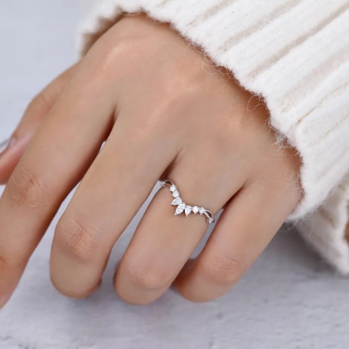 Pear Marquise Diamond Curved Ring SS0029