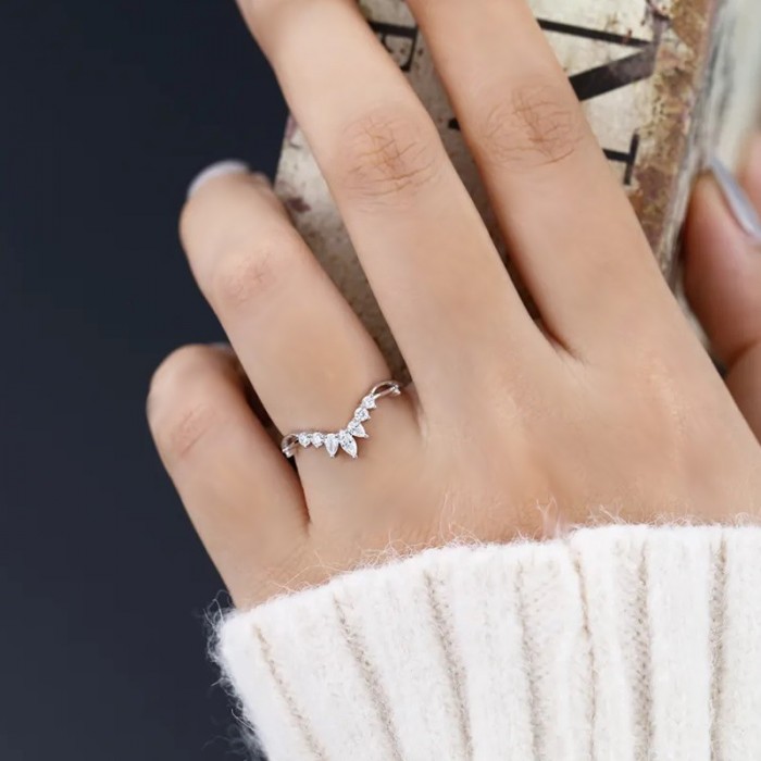 Pear Marquise Diamond Curved Ring SS0029