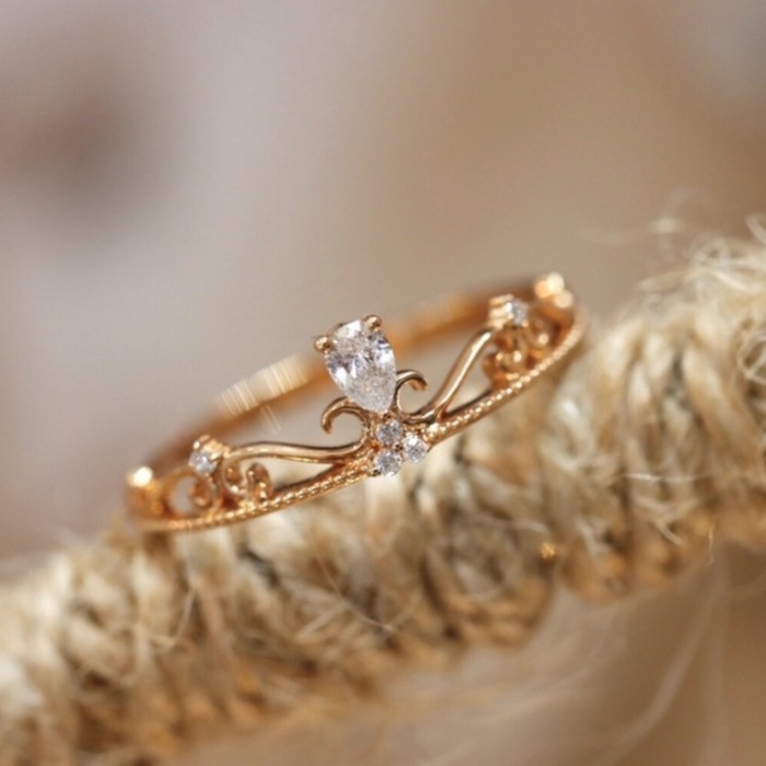 Tiara Drop Diamond Rose Gold Ring SS0306
