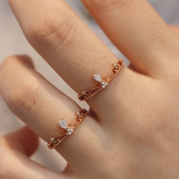Tiara Drop Diamond Rose Gold Ring SS0306