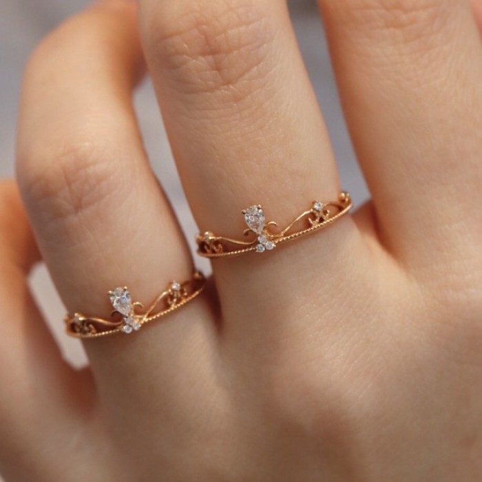 Tiara Drop Diamond Rose Gold Ring SS0306