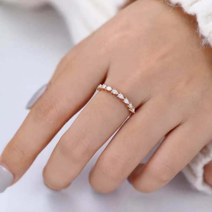 Pear Drop Diamond Half Eternity Ring SS0321 Pear Drop Diamond Half Eternity Ring SS0321