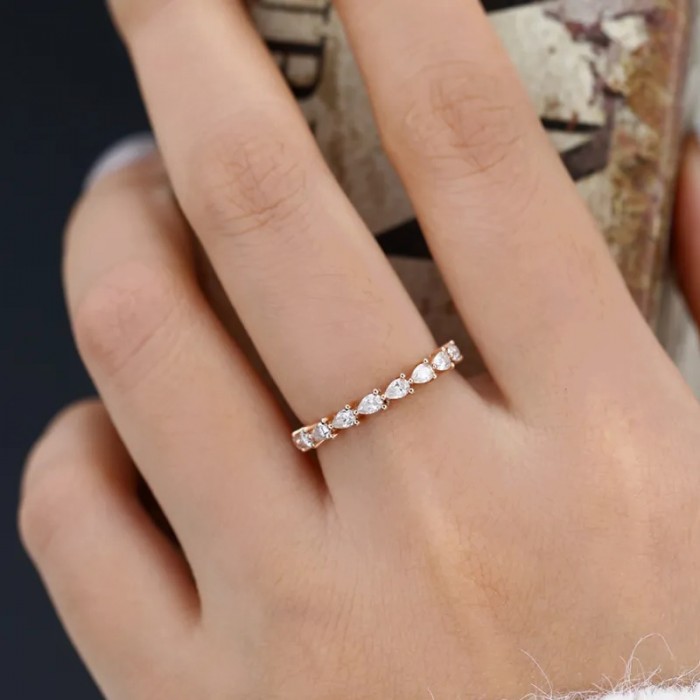 Pear Drop Diamond Half Eternity Ring SS0321 Pear Drop Diamond Half Eternity Ring SS0321