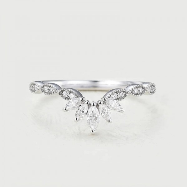 Vintage Marquise Diamond Curved Band Ring SS0150