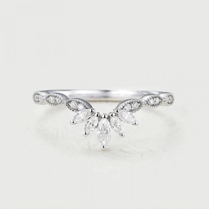 Markiz Kesim Pırlantalı Vintage Taç Yüzük SS0150