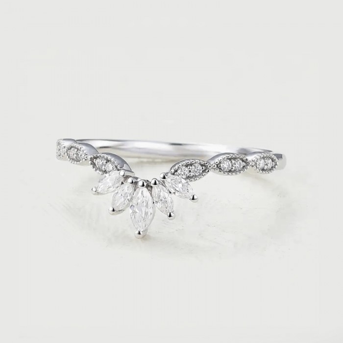 Markiz Kesim Pırlantalı Vintage Taç Yüzük SS0150