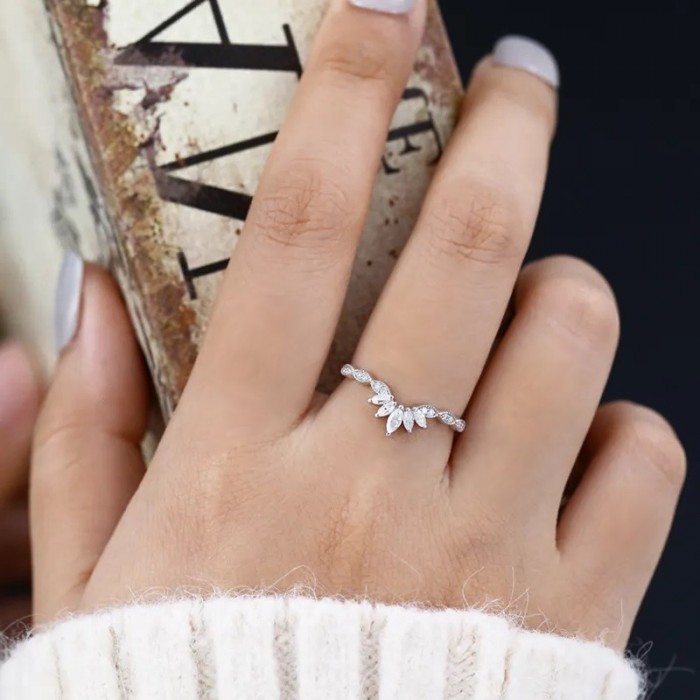 Markiz Kesim Pırlantalı Vintage Taç Yüzük SS0150