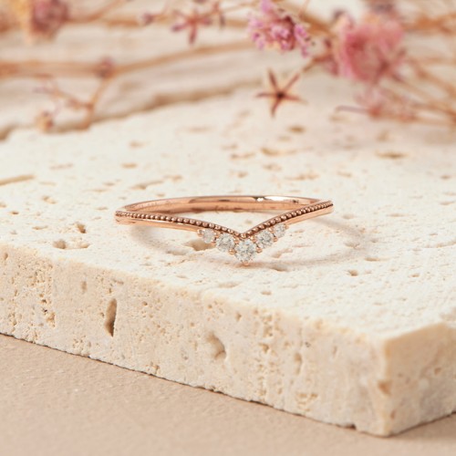Diamond 14K Gold Curved Ring SS0282