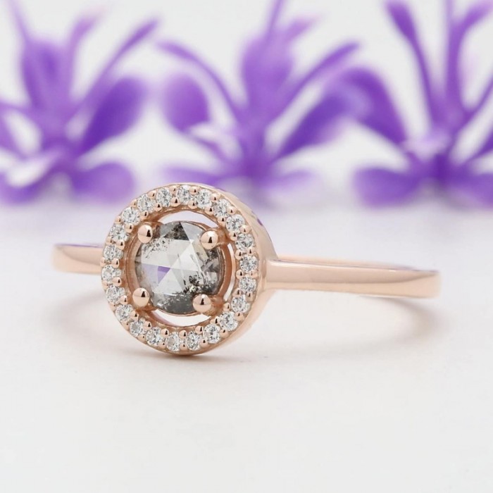 Salt & Pepper Elmas Ve Pırlanta Halo Yüzük SS0165