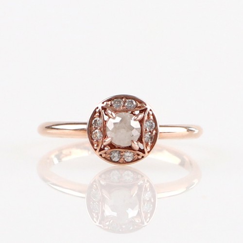 Rose Cut Milky Color Rough Diamond Ring SS0151
