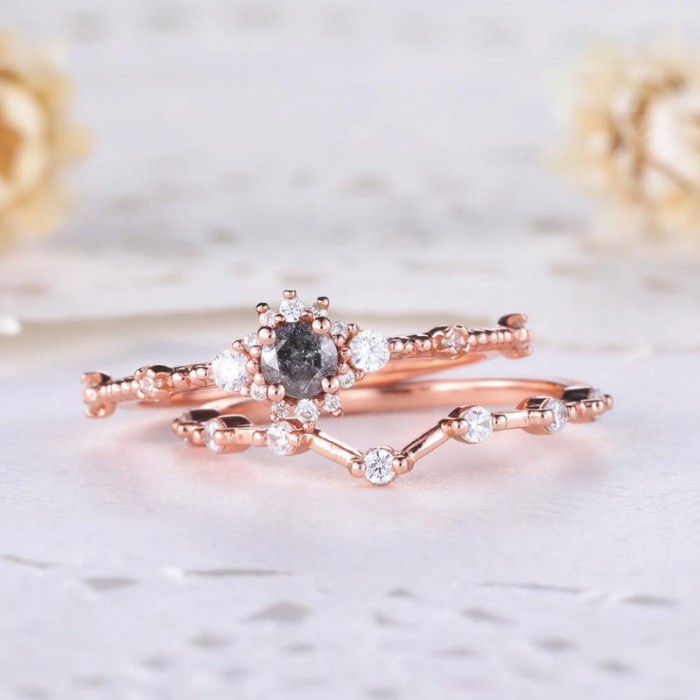 Salt & Pepper Ham Elmas Ve Pırlanta Yüzük Set SS0167