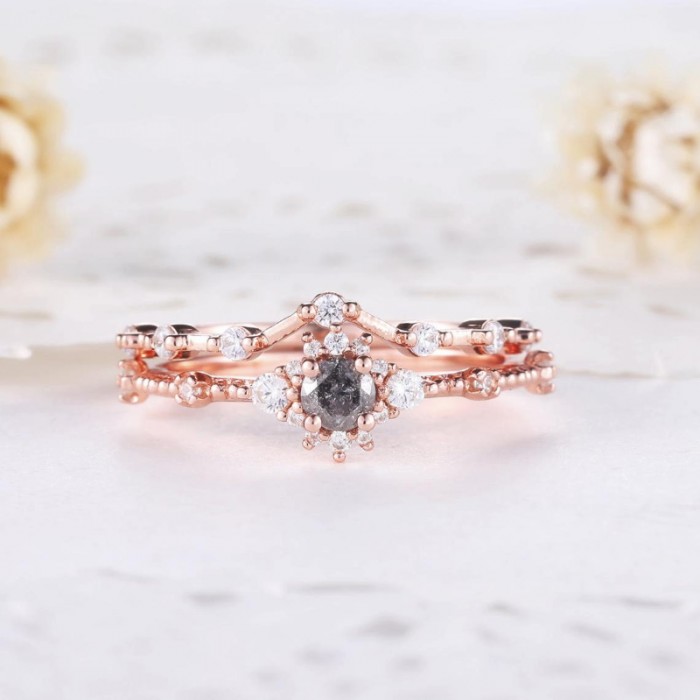 Salt & Pepper Ham Elmas Ve Pırlanta Yüzük Set SS0167