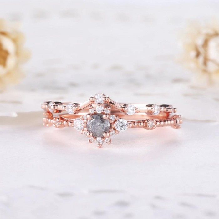 Salt & Pepper Ham Elmas Ve Pırlanta Yüzük Set SS0167