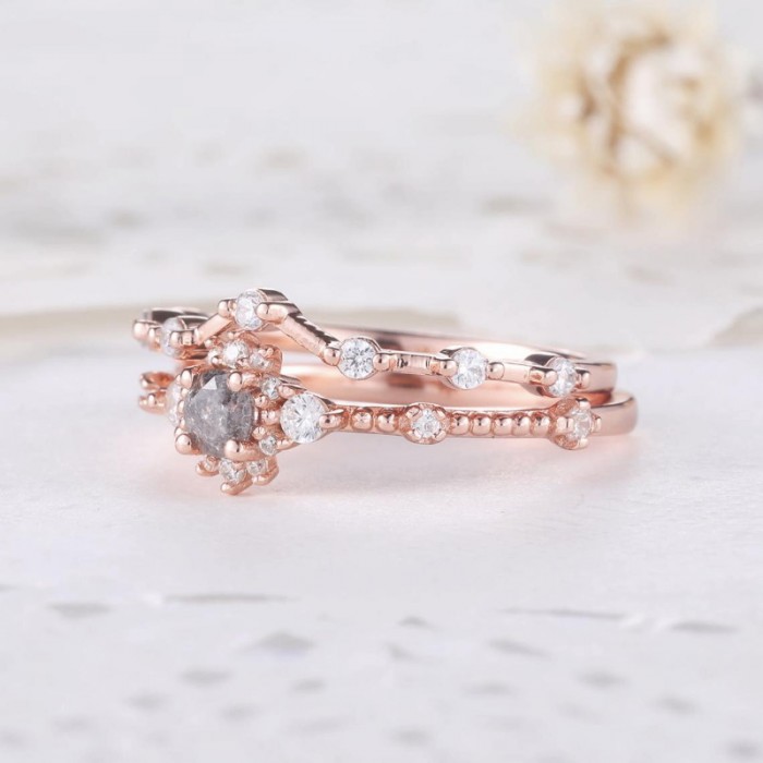 Salt & Pepper Ham Elmas Ve Pırlanta Yüzük Set SS0167