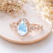 Damla Opal Ve Pırlanta Vintage Hilal Yüzük SS0339