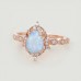Pear Opal & Diamond Vintage Moon Ring SS0339
