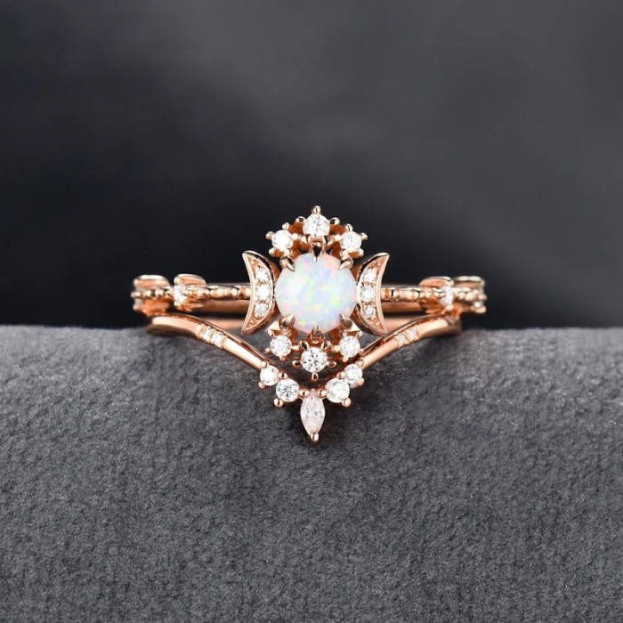 Opal & Diamond Vintage 2PCS Set Ring SS0343 Opal & Diamond Vintage 2PCS Set Ring SS0343