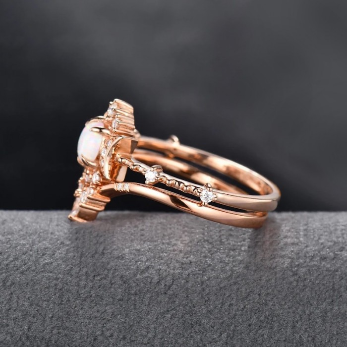 Opal & Diamond Vintage 2PCS Set Ring SS0343 Opal & Diamond Vintage 2PCS Set Ring SS0343