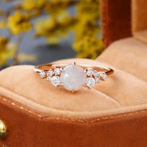Natural Opal & Diamond Engagement Ring SS0355