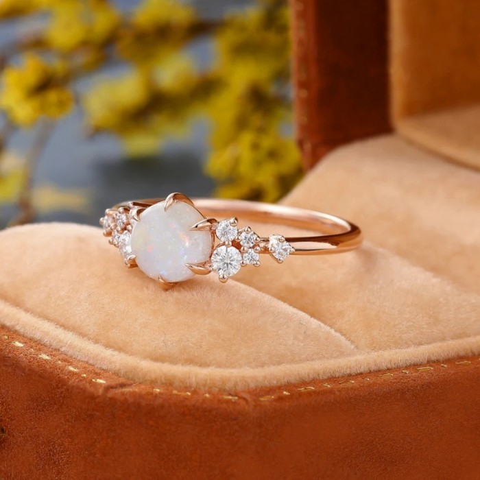 Opal Ve Pırlantalı Altın Özel Tasarım Yüzük SS0355