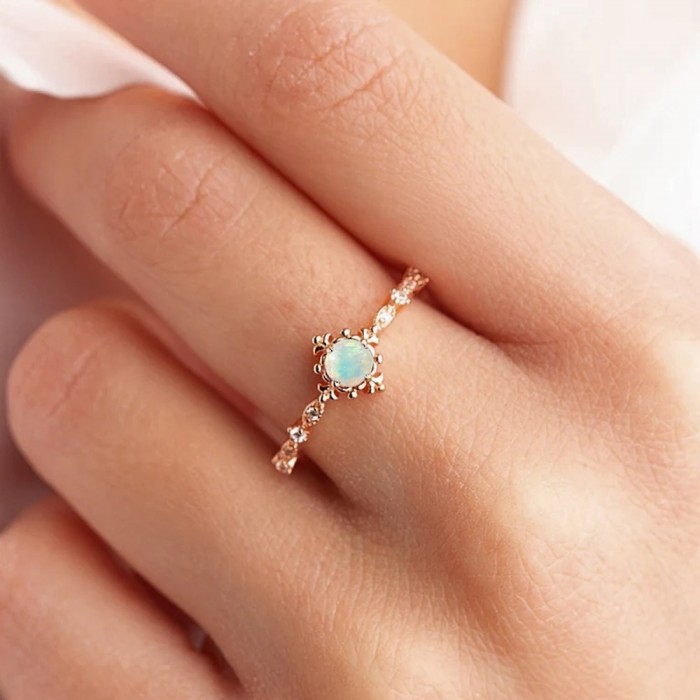 Opal Ve Pırlanta Vintage Tasarım Yüzük SS0222 Opal Ve Pırlanta Vintage Tasarım Yüzük SS0222
