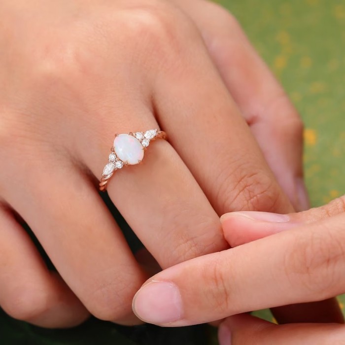 Opal & Marquise Diamond Engagement Ring SS0356 Opal & Marquise Diamond Engagement Ring SS0356