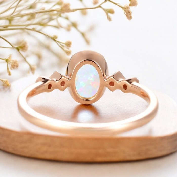 Opal Ve Pırlanta Vintage Tasarım Yüzük SS0341