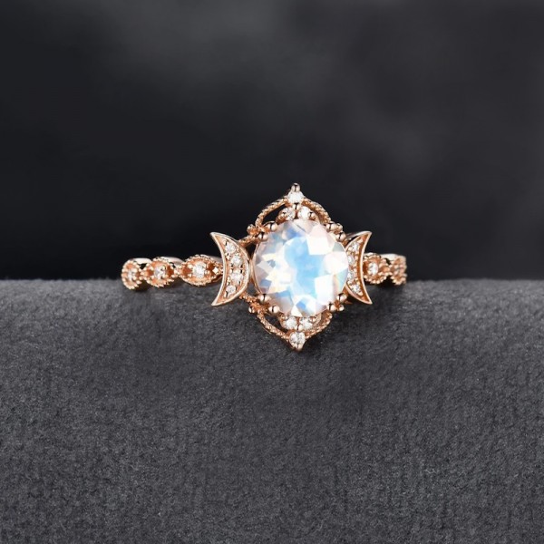 Opal & Diamond Moon Design Vintage Ring SS0360