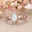 Oval Opal & Diamond Vintage Style Engagement Ring SS0348