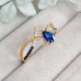 Drop Blue Sapphire & Diamond Gold Ring SS0013