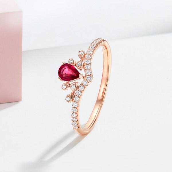 Natural Drop Ruby & Diamond Design Ring SS0236