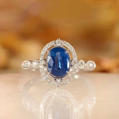 Oval Sapphire & Diamond Vintage Ring SS0101