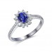 Natural Oval Blue Sapphire & Diamond Ring SS0061